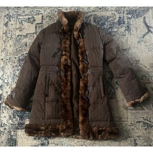 VTG Gordon & Ferguson Down Coat w/ Genuine Rabbit Fur Trim  Fits Like A Medium